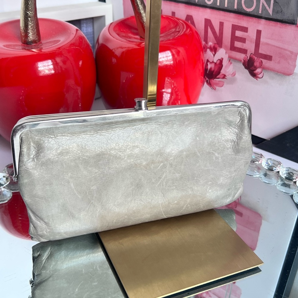 HOBO international Metallic  leather with Silver Clutch